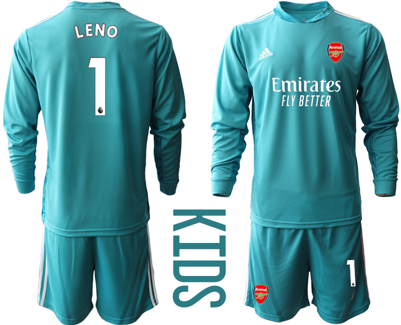 Youth 2020-2021 club Arsenal blue long sleeved Goalkeeper #1 Soccer Jerseys